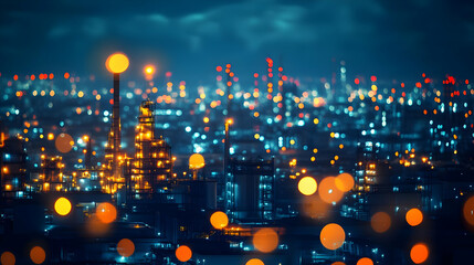 Wall Mural - A vibrant cityscape at night, illuminated by colorful lights and a dreamy bokeh effect, showcasing urban beauty and energy.