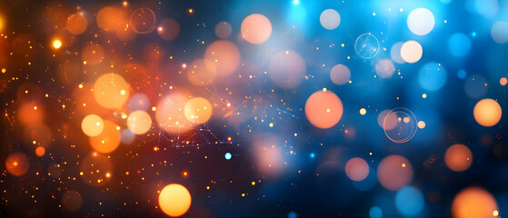 Wall Mural - a vibrant bokeh background featuring sparkling blue and orange lights, perfect for celebration or ab