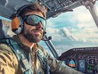 © I Have Photos - Pilot wearing goggles in cockpit of aircraft