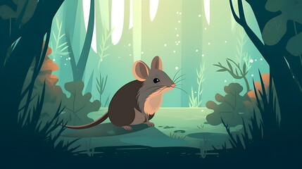 Wall Mural - Shrew In nature Illustration Vector