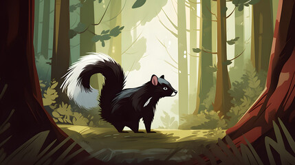 Wall Mural - Skunk In nature Illustration Vector