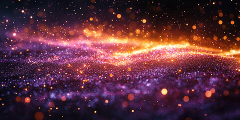 Poster - Abstract background of twinkling gold and purple glitter.