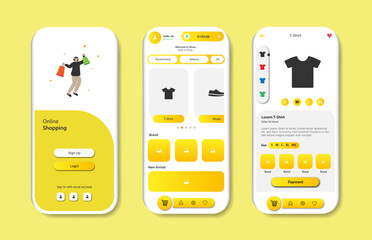 Wall Mural - online shopping design for mobile app. shopping platform screens with product. graphical user interf