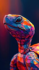 Sticker - A terrapin in a stylized 3D illustration, featuring modern geometric shapes and vibrant hues.