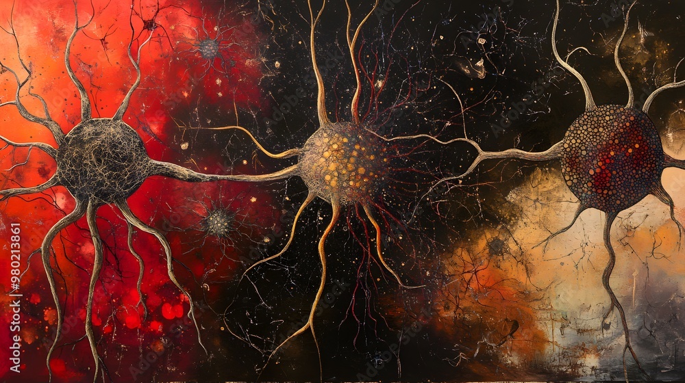 60. Artistic representation of the different types of glial cells and ...