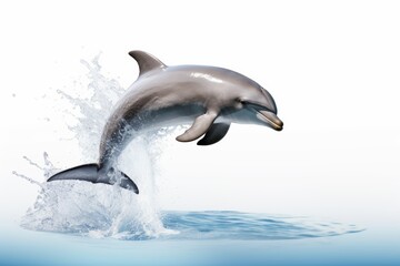 Graceful dolphin leaping out of the ocean water, showing marine life in action ,Isolated on transparent background.