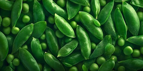 Canvas Print - A vibrant display of fresh green peas and pods. Capturing the lushness of nature, this image demonstrates the beauty of vegetables. Ideal for culinary uses or health-related content. AI