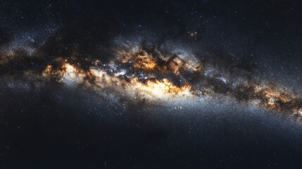 Wall Mural - A stunning view of the Milky Way galaxy, with its bright core and swirling clouds of gas and dust.
