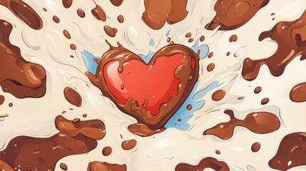 Poster - Experience the joy of love with a charming Valentines Day card featuring a chocolate heart on a rich cocoa backdrop.