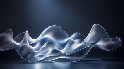 Wall Mural - Dynamic abstract light sculpture with overlapping curves and a soft blue glow