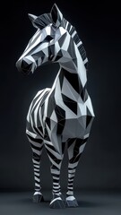 Wall Mural - Stylized 3D zebra, sharp lines, modern digital design.