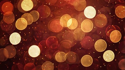 Poster - Bokeh style illustration with red and golden color lights and particles on dark background theme, christmas theme illustrated design