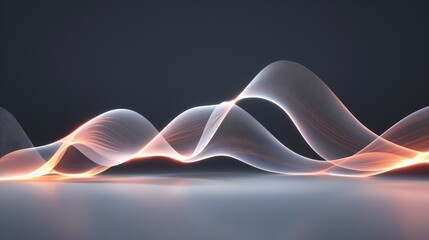 Wall Mural - Smooth flowing light waves creating a rhythmic abstract sculpture on a dark surface