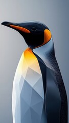 Wall Mural - A penguin in a stylized 3D illustration, featuring geometric forms and a modern, sleek design.