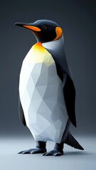 Wall Mural - A penguin in a stylized 3D illustration, featuring geometric forms and a modern, sleek design.