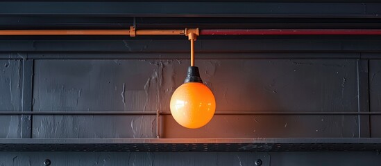 Wall Mural - orange bulb light on the blackceiling