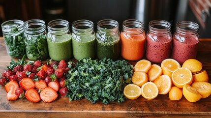 Sticker - Colorful Smoothie Jars with Fresh Ingredients