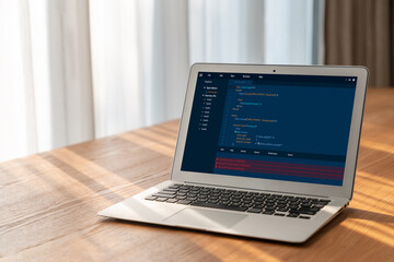 Software development programming on computer screen for modish application and program coding