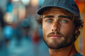 Stylish Young Man in Black Cap