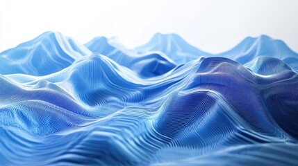 3D blue AI-generated waves cascading over a minimal abstract background, creating a futuristic atmosphere. No people or logos.