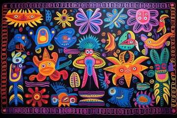 Wall Mural - Exploring the Vibrant Tapestry of Indian Culture Yala Heritage Unveiled Vibrant Panama Mola Tapestry prompt