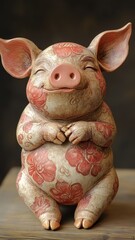 Wall Mural - Pig with a detailed textured pattern, emphasizing the unique details and softness of its skin in an artistic manner.