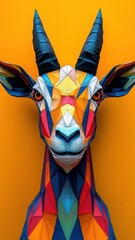 Wall Mural - Goat in a stylized 3D illustration, featuring modern geometric shapes and vibrant colors for a contemporary, artistic representation.