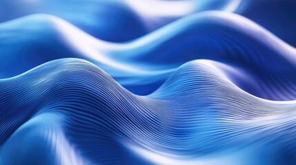 Wall Mural - Creative 3D rendering of blue AI-generated waves on a sleek abstract background, evoking a modern atmosphere. No people or logos.