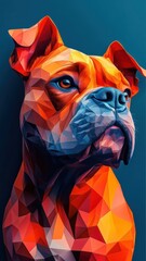 Sticker - American Bully in a stylized 3D illustration, utilizing geometric shapes and bright colors for a contemporary, artistic representation.