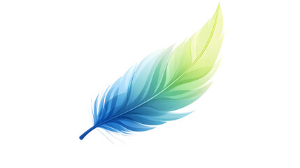 A vibrant feather showcasing gradient colors of blue and green, perfect for spring themes and nature designs.