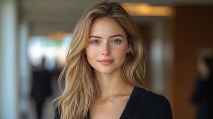 Close-up Portrait of a Beautiful Woman with Long Blonde Hair