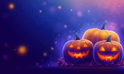 Wall Mural - Halloween event background with charming upscale pumpkins. Premium illustration for banners