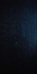 An abstract digital background with binary code and AI algorithms running in the vertical background