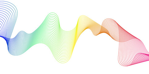 Wall Mural - Abstract backdrop with colorful wave gradient lines on white background. Modern technology background, wave design. Vector illustration.