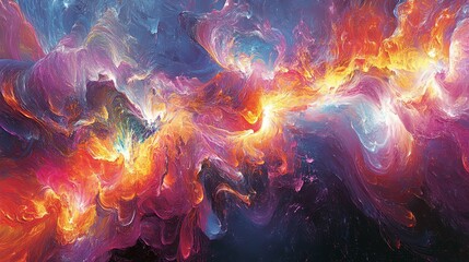 Wall Mural - Abstract Cosmic Nebula with Swirling Colors and Textures