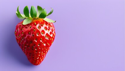 Wall Mural - Vibrant Strawberry Against Purple Backdrop for Summer Fruit Design