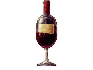 Elegant wine glass with rich red wine and a blank label, perfect for showcasing fine wines or intimate dining settings. transparent background