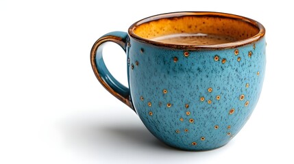 a blue and brown coffee mug

