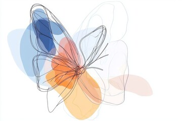 Sticker - Line drawing of beautiful butterfly. Abstract flying butterfly image for salon and spa business.