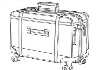 Wall Mural - This is a continuous line of a luggage stroller with a travel bag isolated on a white background.