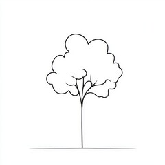 An abstract tree drawn in continuous line art style. Black linear sketch isolated on white background.