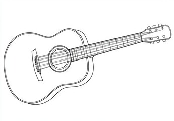 Guitar music instrument illustration in one line. Simple yet elegant design.