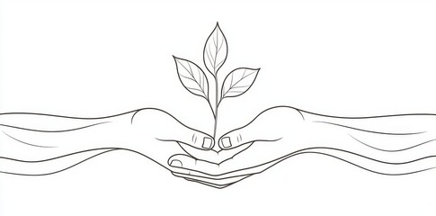 Wall Mural - Hand holding plant with back to nature theme. Concept of growing and love for the planet.