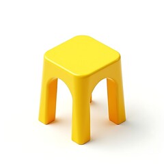 Poster - A 3d isometric yellow small stool on white background