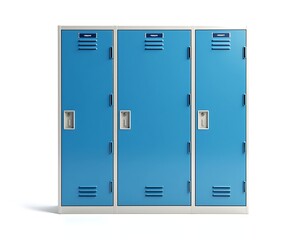 Wall Mural - Blue steel lockers and cabinets isolated on white background