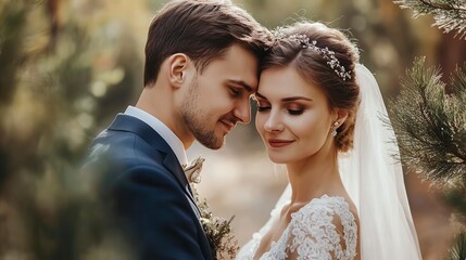 Canvas Print - Wedding, the bride and groom on the wedding day photosession 