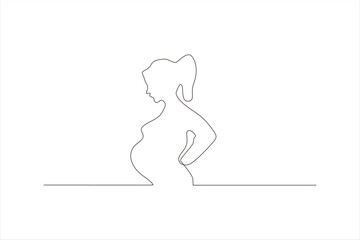 Wall Mural - continuous line vector illustration of pregnant woman