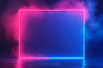 Canvas Print - Futuristic neon glowing frame with smoke.