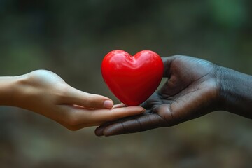 close-up of two hands, joined with a heart on top.day of goodwill