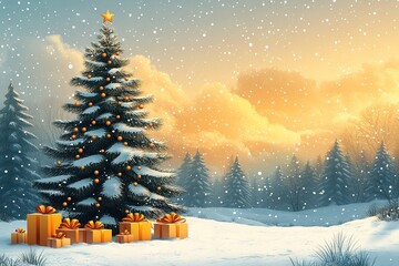 Wall Mural - vector christmas tree